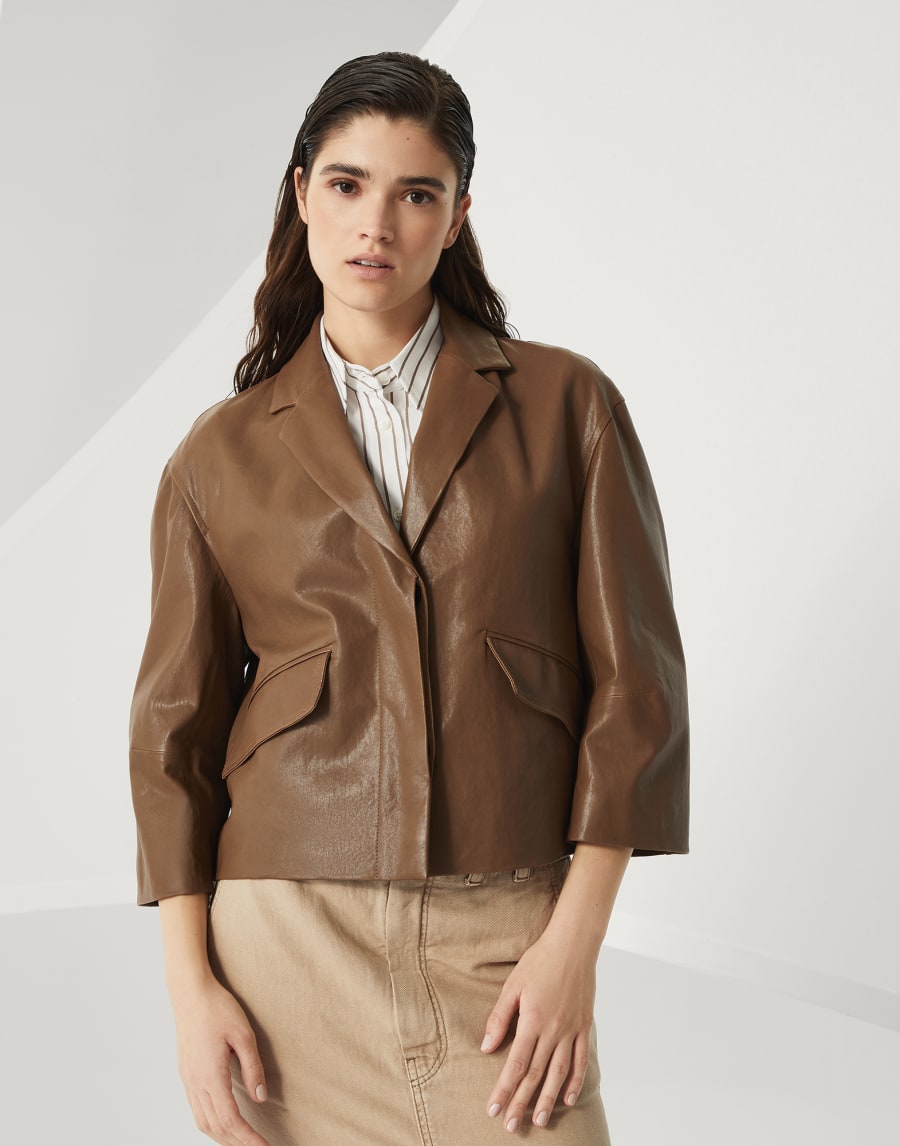 Leather outerwear Brown Woman - Brunello Cucinelli