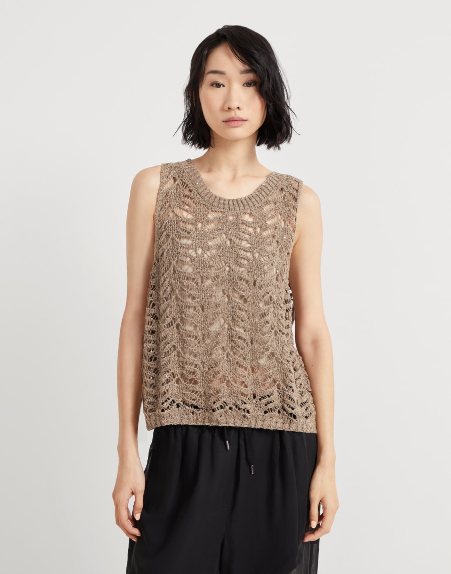 Foliage Lace top Light Brown Woman - Brunello Cucinelli