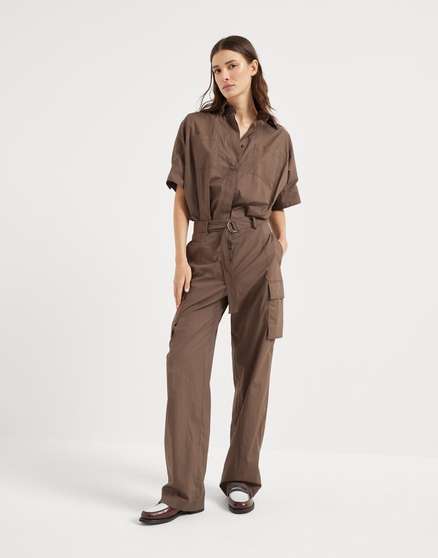 Poplin jumpsuit Chocolate Woman - Brunello Cucinelli
