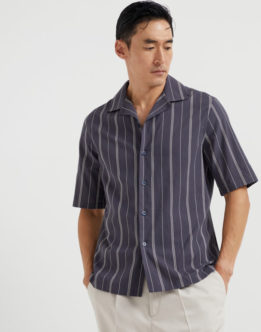 Seersucker shirt Blue Man - Brunello Cucinelli