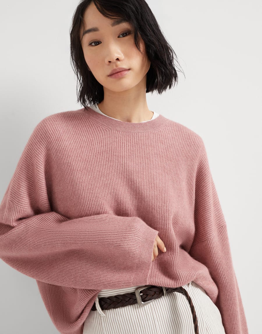 英式罗纹编织毛衣 粉红色 女款 - Brunello Cucinelli