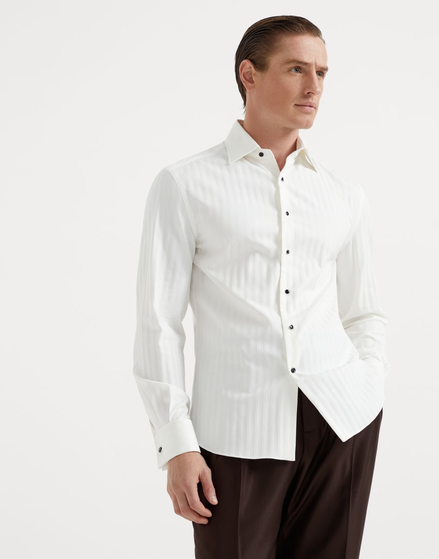 Chevron tuxedo shirt White Man - Brunello Cucinelli
