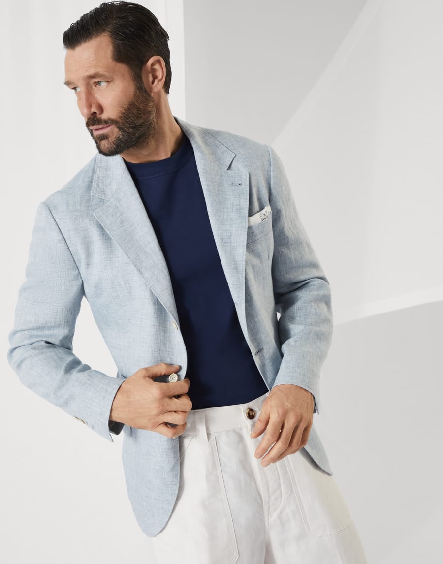 Jersey T-shirt with logo Blue Man - Brunello Cucinelli