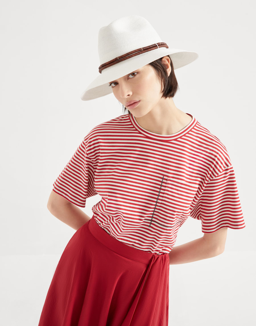 T-shirt with monili Red Woman - Brunello Cucinelli