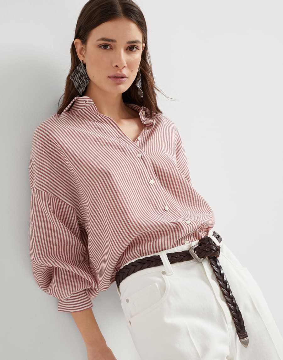 Organza shirt Bordeaux Woman - Brunello Cucinelli
