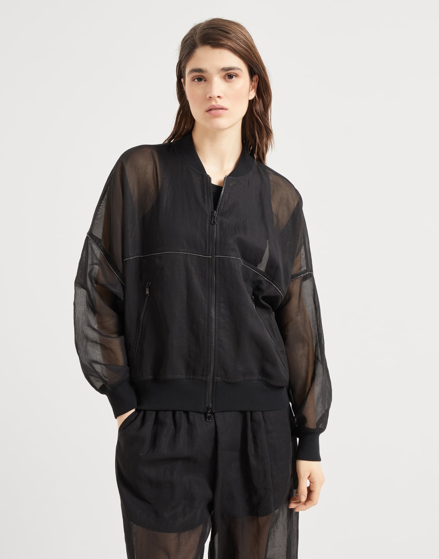 Бомбер с цепочкой Мониль Чёрный Женщина - Brunello Cucinelli