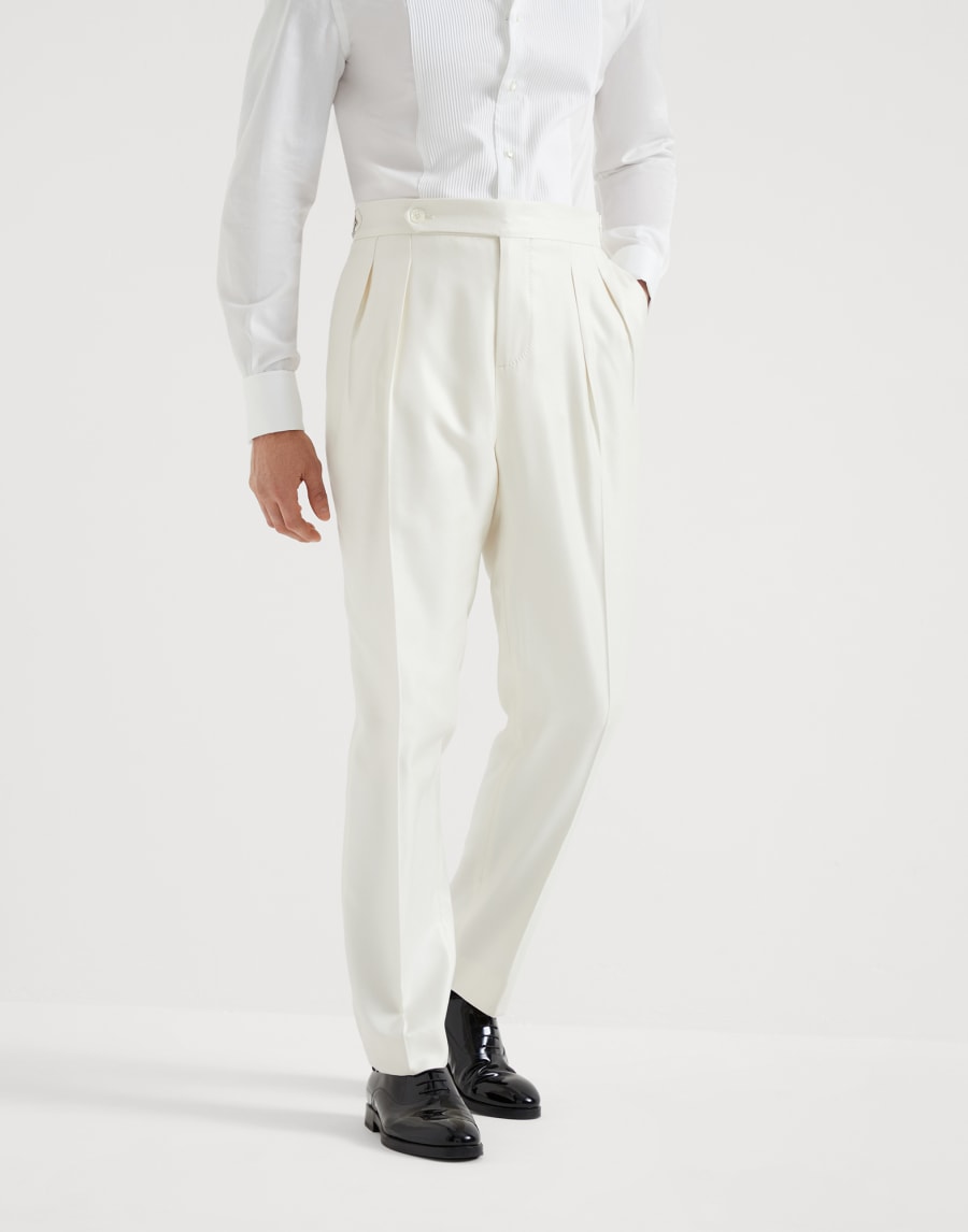 无尾礼服长裤 灰白色 男款 - Brunello Cucinelli