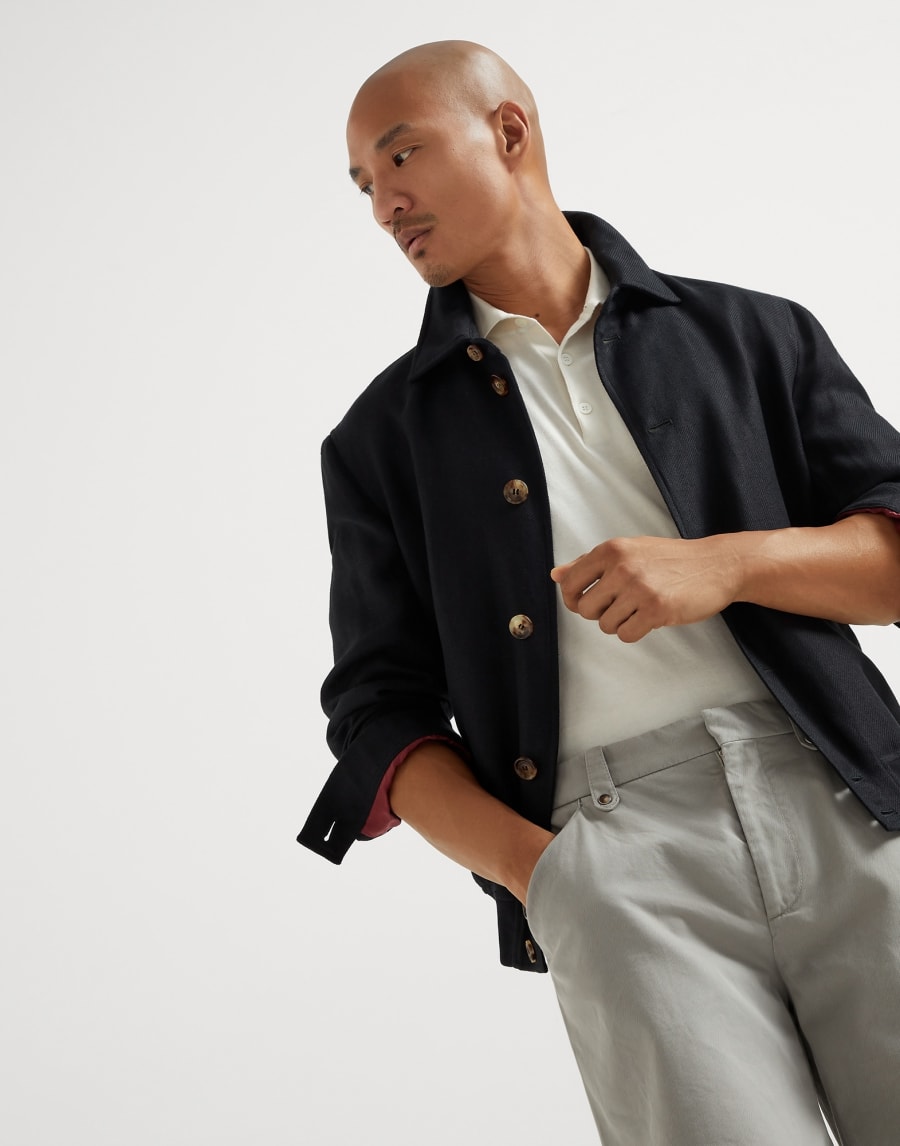 Lightweight knit Polo Ecru Man - Brunello Cucinelli