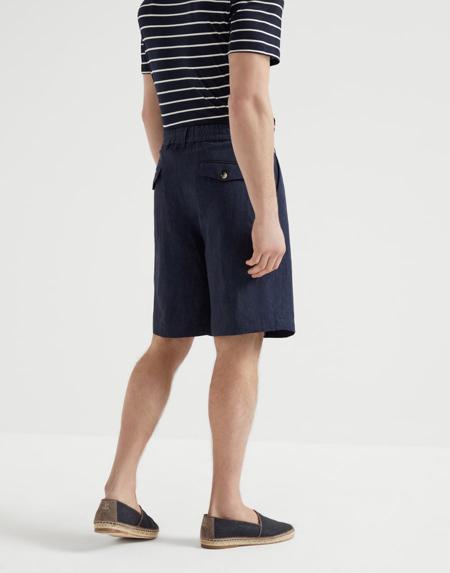 ウォッシュドリネンクロス バミューダパンツ アジュールブルー メンズ - Brunello Cucinelli