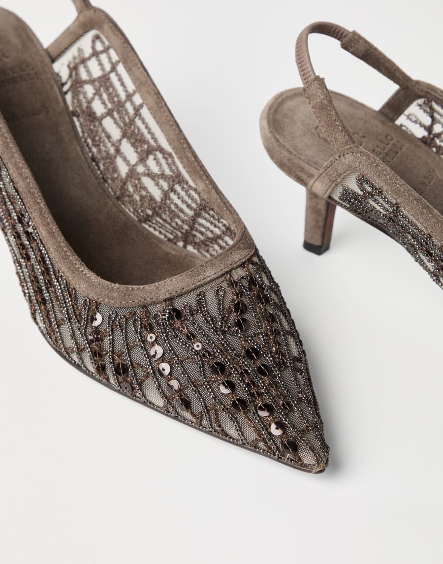 Abstract Embroidery City heels Chocolate Woman - Brunello Cucinelli
