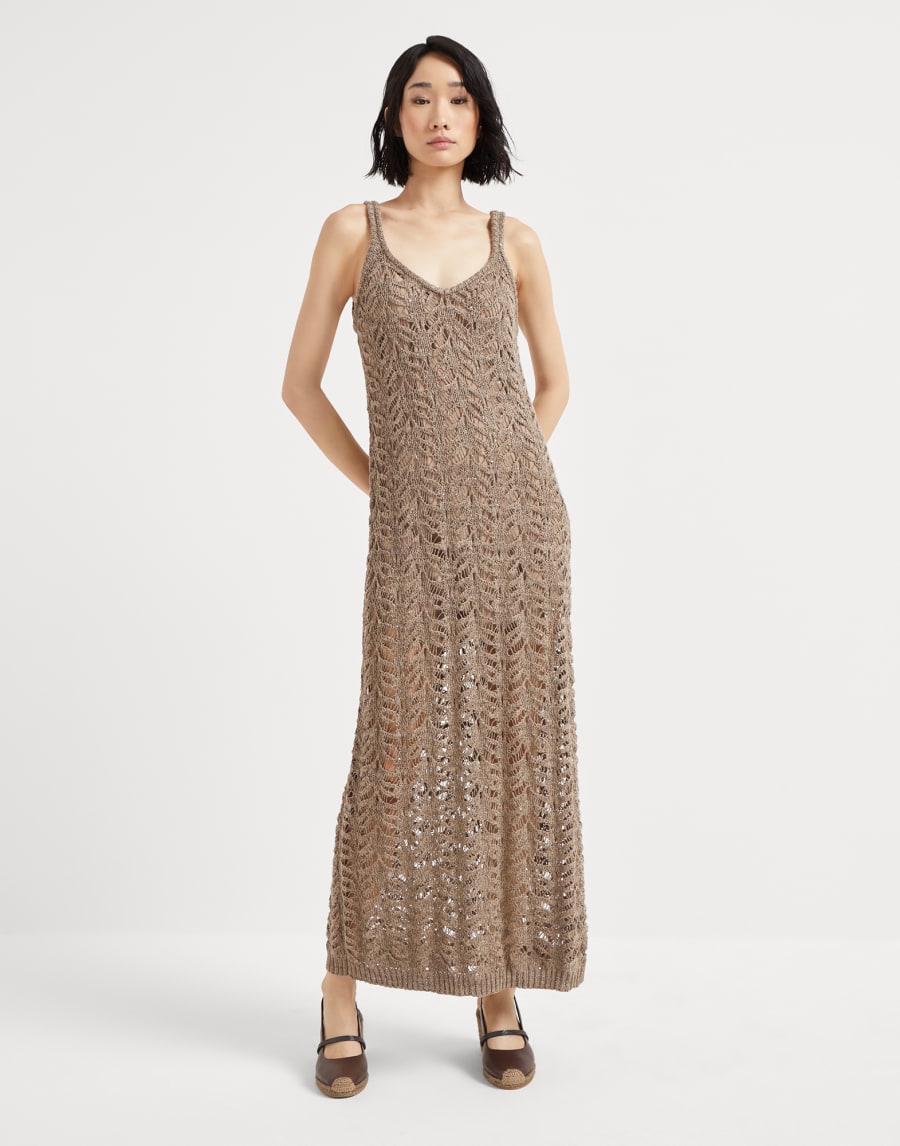 Платье Foliage Lace Светло-Коричневый Женщина - Brunello Cucinelli