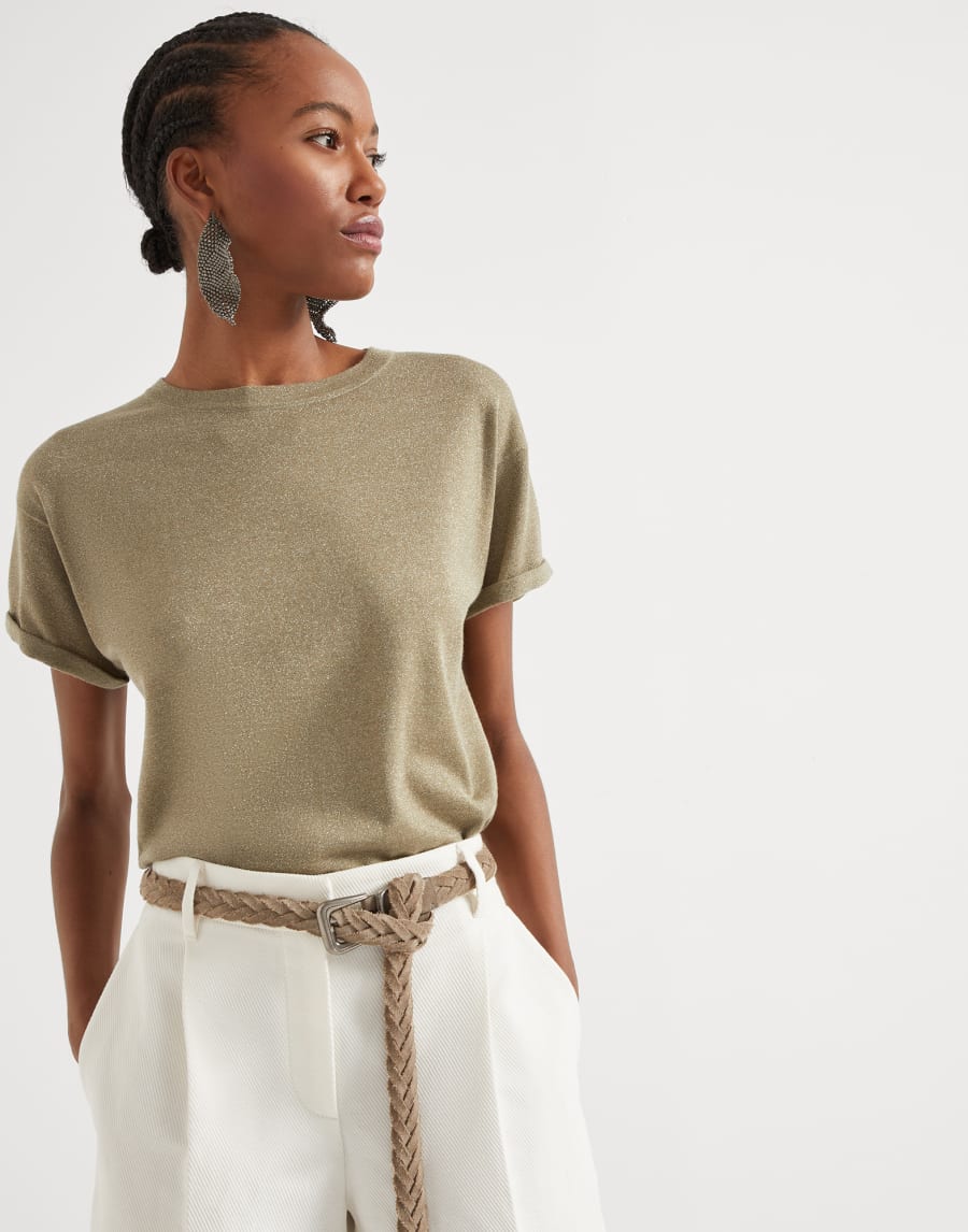 Легкий джемпер из кашемира и шелка Оливковый Женщина - Brunello Cucinelli