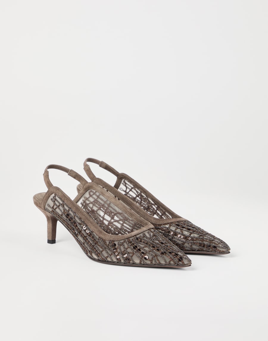 Abstract Embroidery City heels Chocolate Woman - Brunello Cucinelli