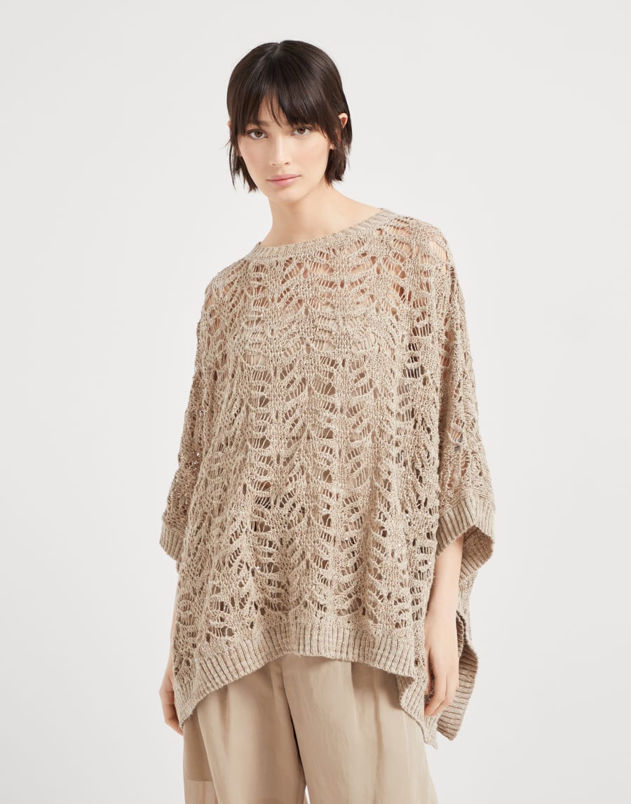 Foliage Lace poncho Beige Woman - Brunello Cucinelli