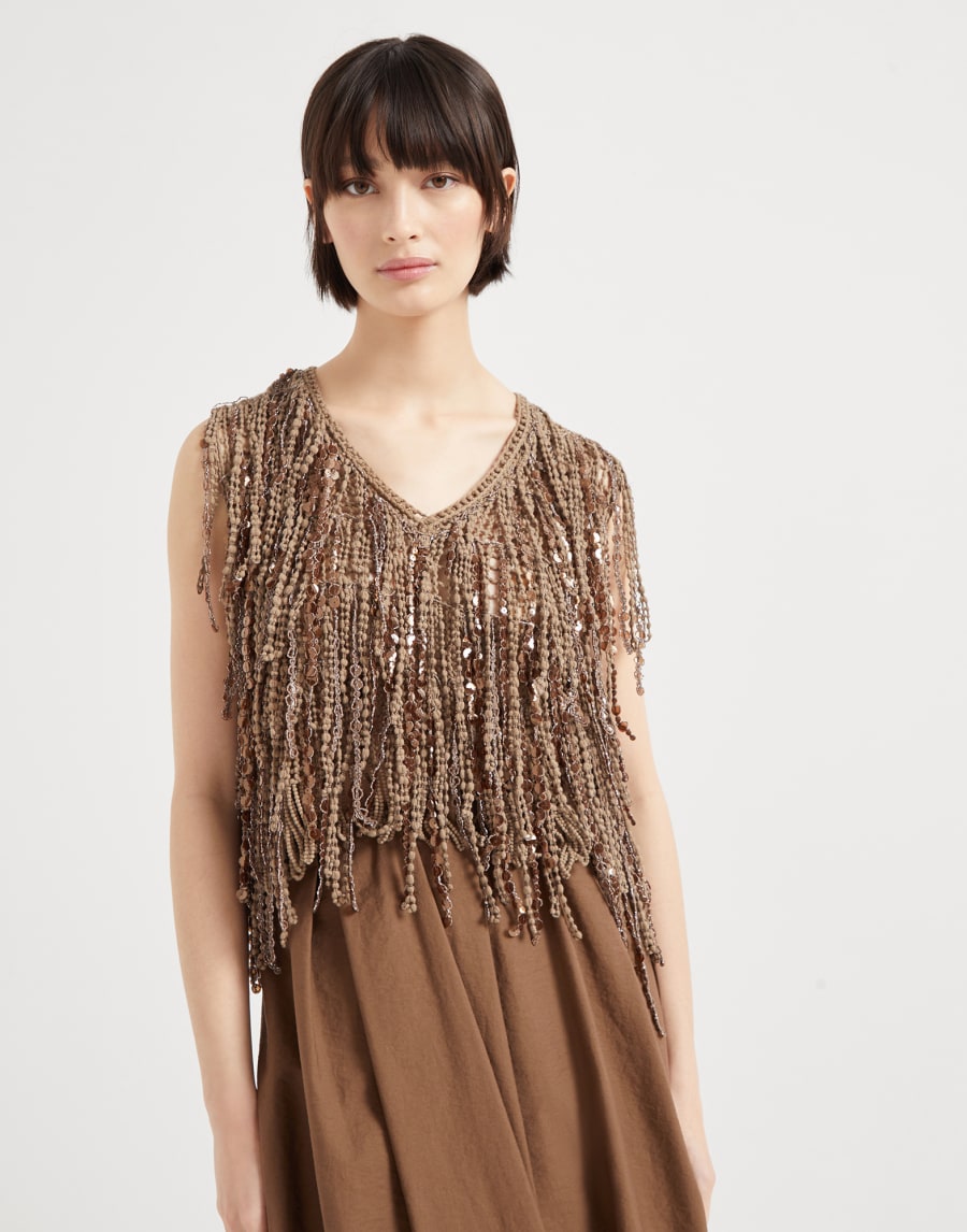 Топ Dazzling Cascades Ореховый Женщина - Brunello Cucinelli