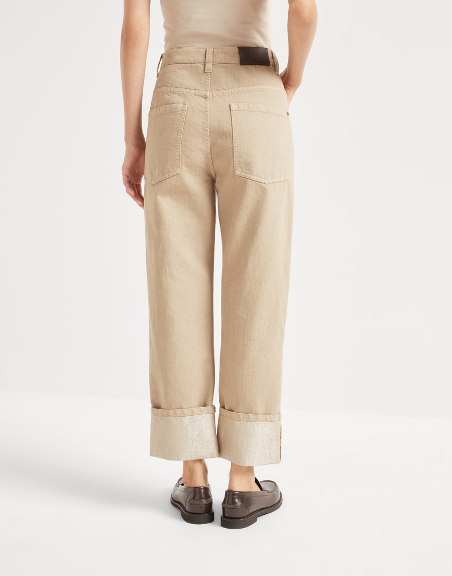 Pantalon Cropped Marron Clair Femme - Brunello Cucinelli
