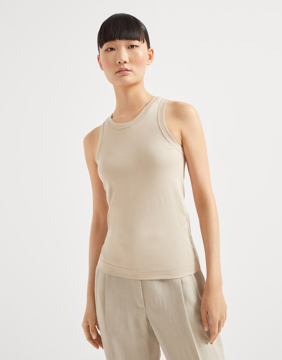 Топ из джерси в резинку Бежевый Женщина - Brunello Cucinelli