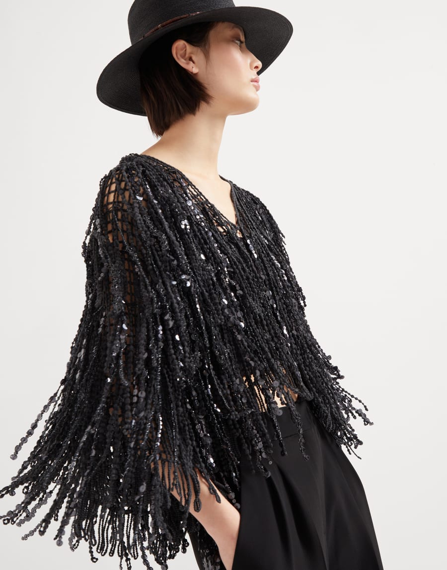 Кардиган Dazzling Cascades Угольный Женщина - Brunello Cucinelli