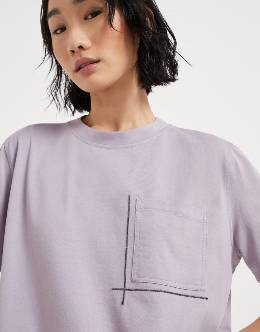 T-shirt with monili Lilac Woman - Brunello Cucinelli