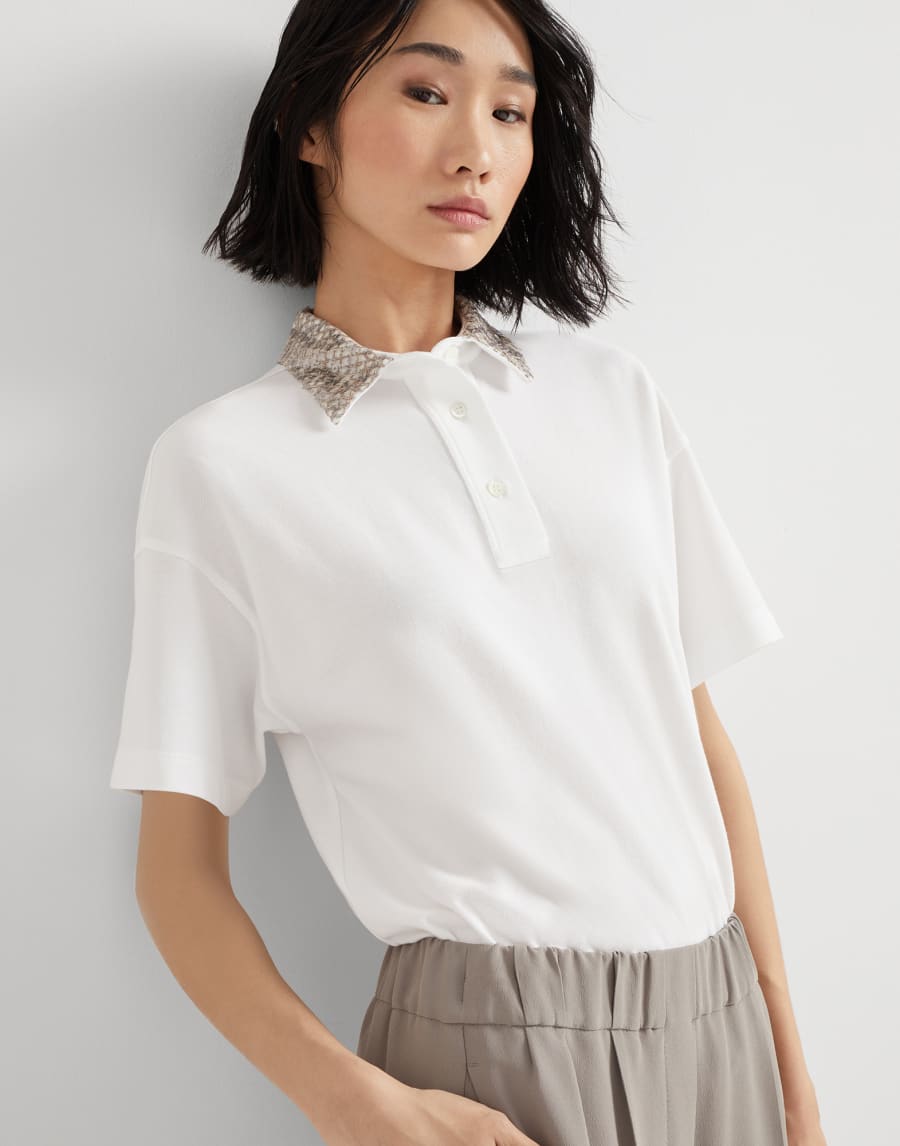 闪耀饰面马球衫 白色 女款 - Brunello Cucinelli