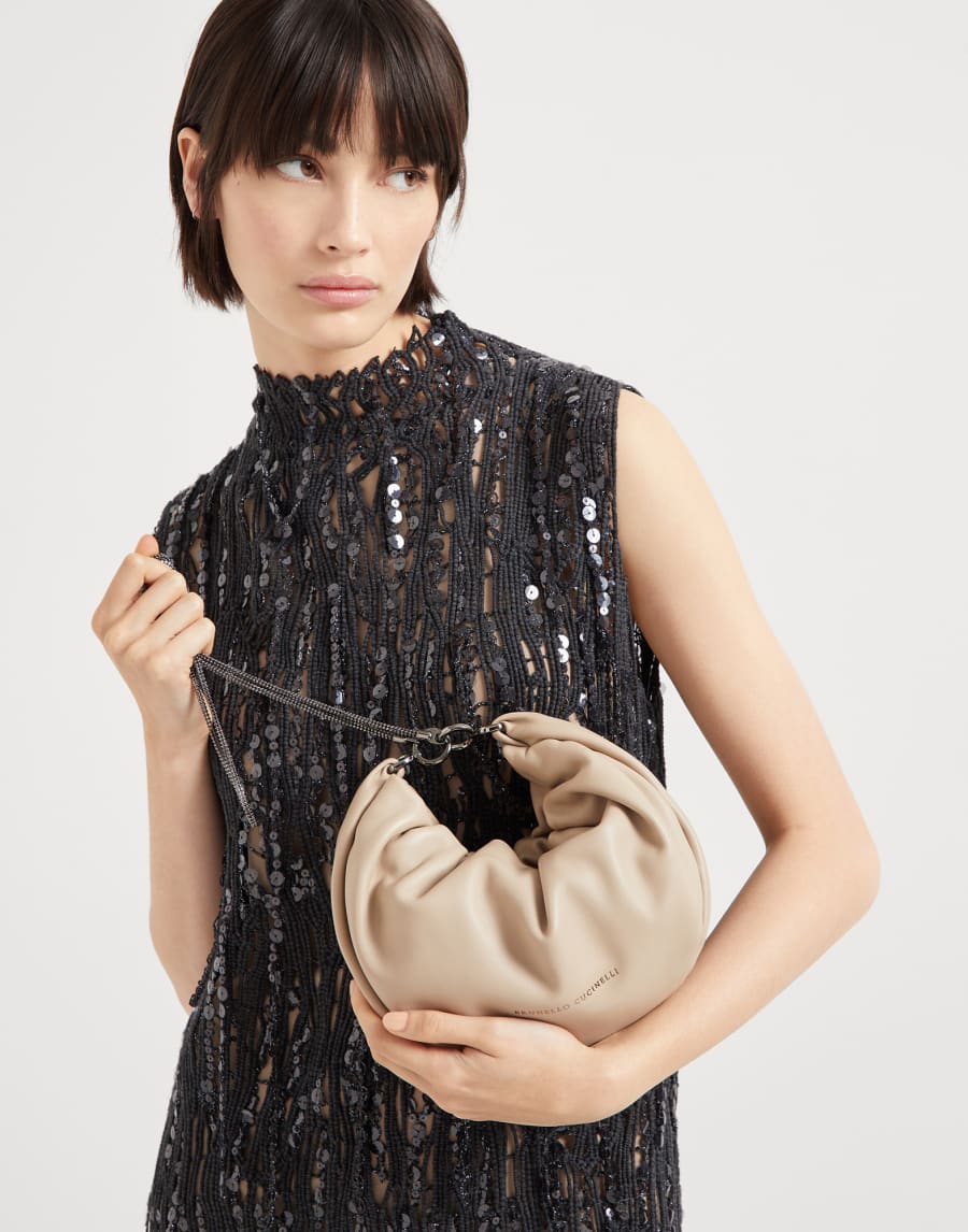Soft leather Brioche Hobo bag Beige Woman - Brunello Cucinelli