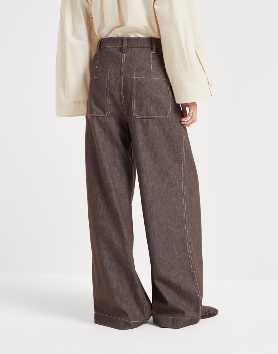 Брюки Wide Smart Шоколадный Женщина - Brunello Cucinelli