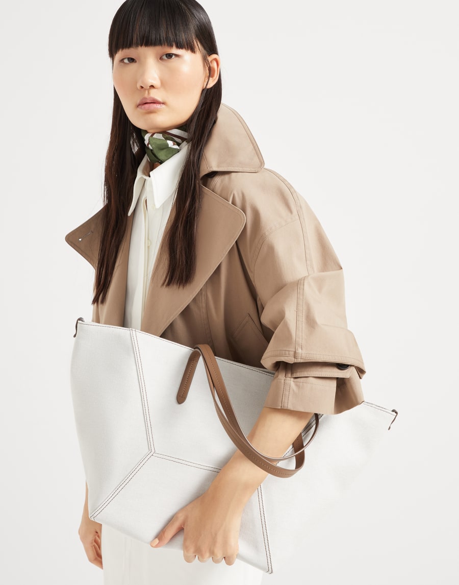 Сумка BC Duo из габардина Серовато-Белый Женщина - Brunello Cucinelli