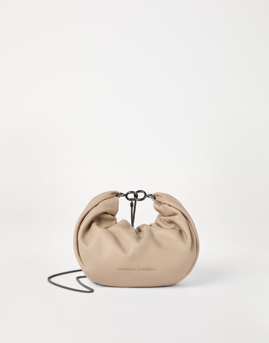 Borsa Hobo Brioche in pelle Soft Beige Donna - Brunello Cucinelli