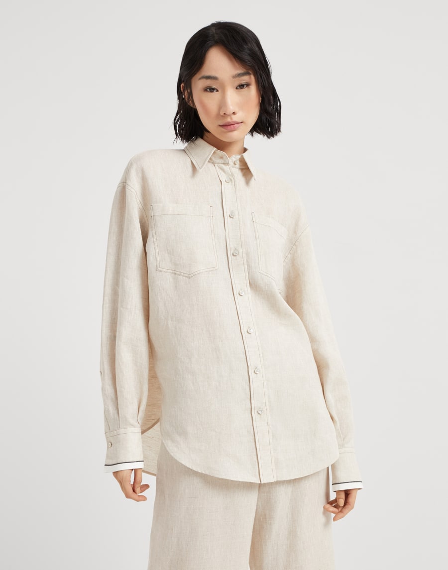 モニーレ付き リネン シャツ ユタ レディース - Brunello Cucinelli