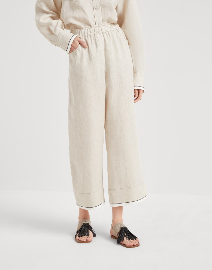 Брюки Baggy Crop Джут Женщина - Brunello Cucinelli