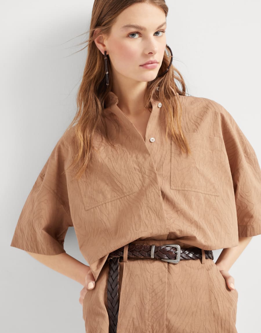 Рубашка Ethnic Jacquard Темный Шоколад Женщина - Brunello Cucinelli