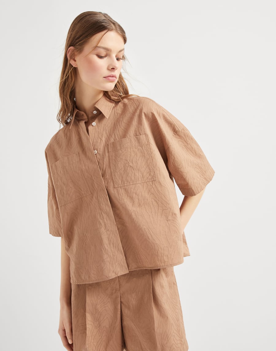 Рубашка Ethnic Jacquard Темный Шоколад Женщина - Brunello Cucinelli