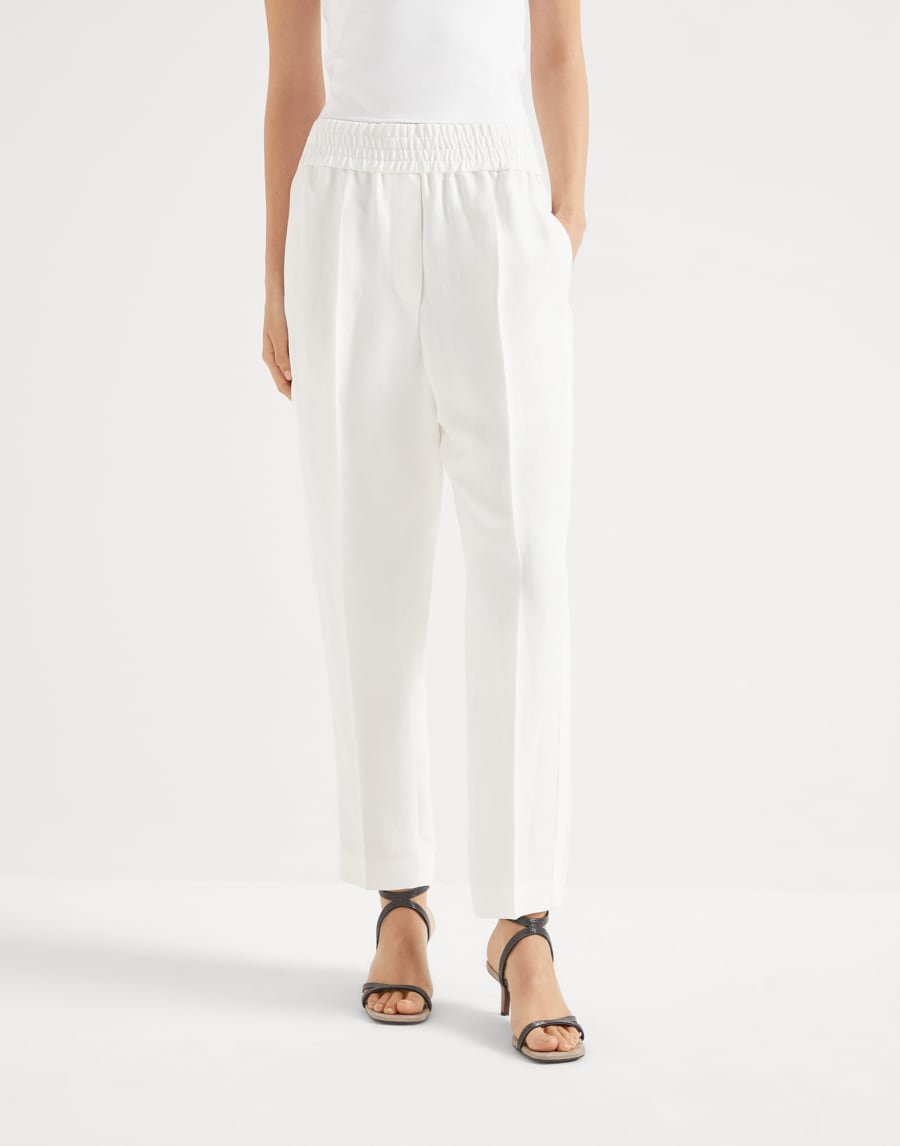 Брюки без застежки на поясе Белый Женщина - Brunello Cucinelli