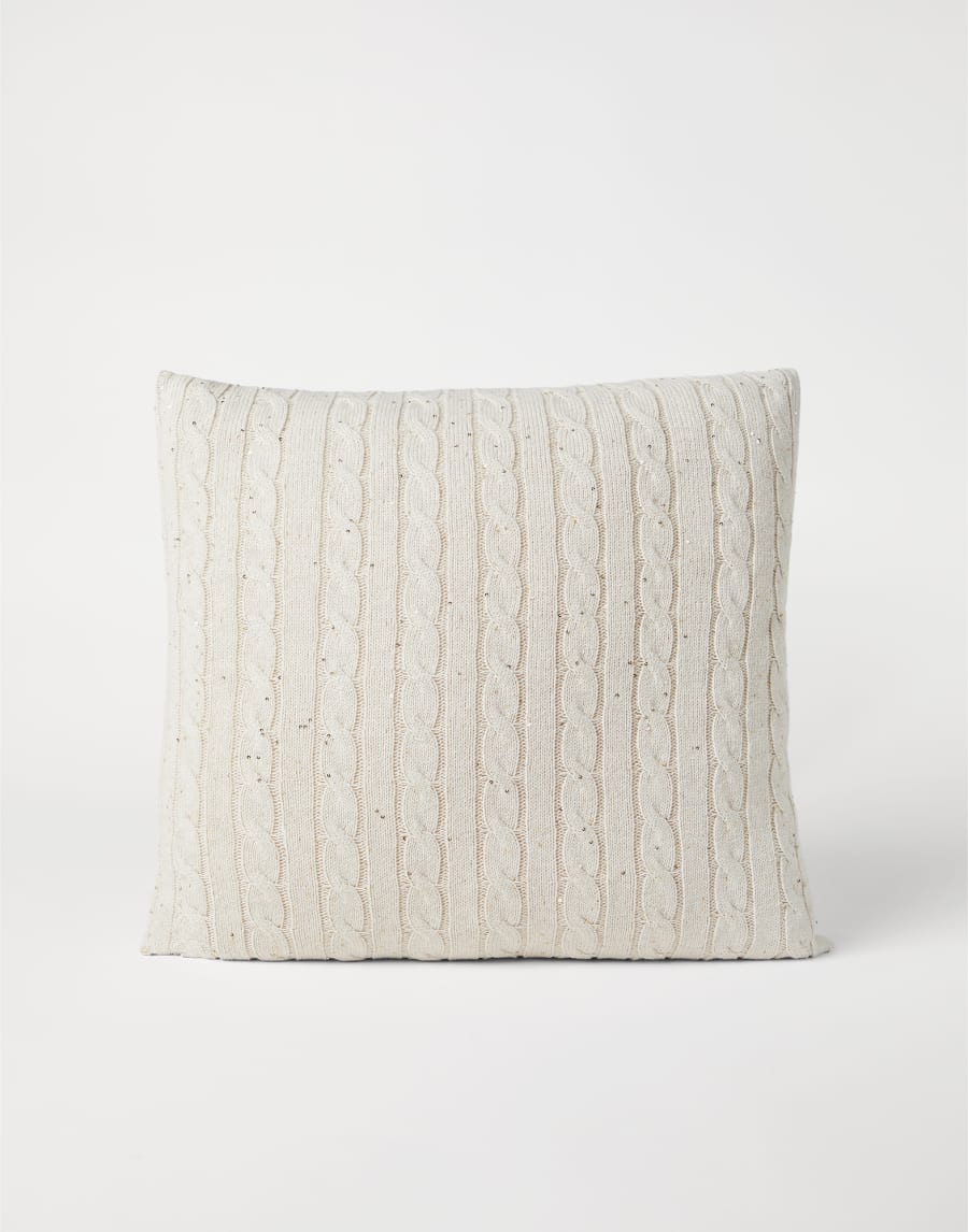 Подушка из трикотажа Dazzling Cables Овсяный Стиль жизни - Brunello Cucinelli