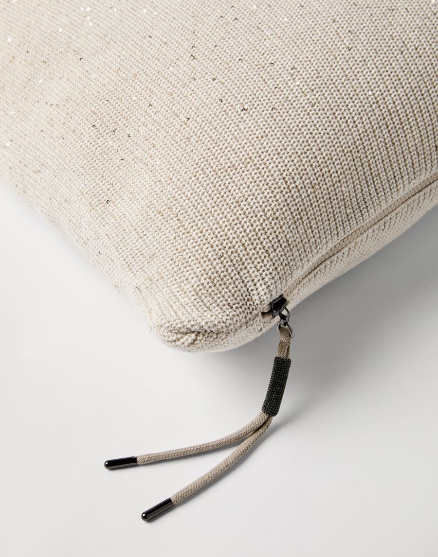 Cotton knit cushion Oat Lifestyle - Brunello Cucinelli