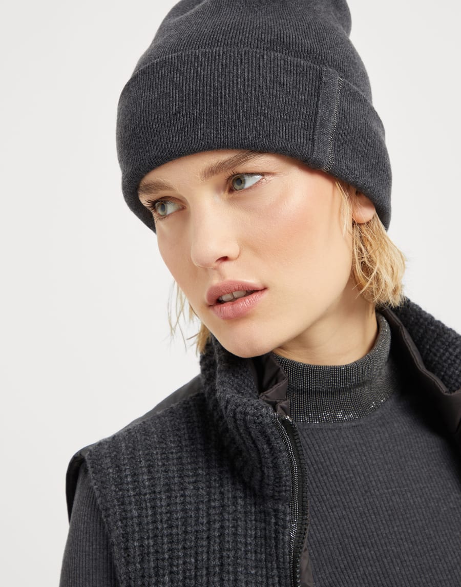 Knit beanie Lignite Grey Woman - Brunello Cucinelli