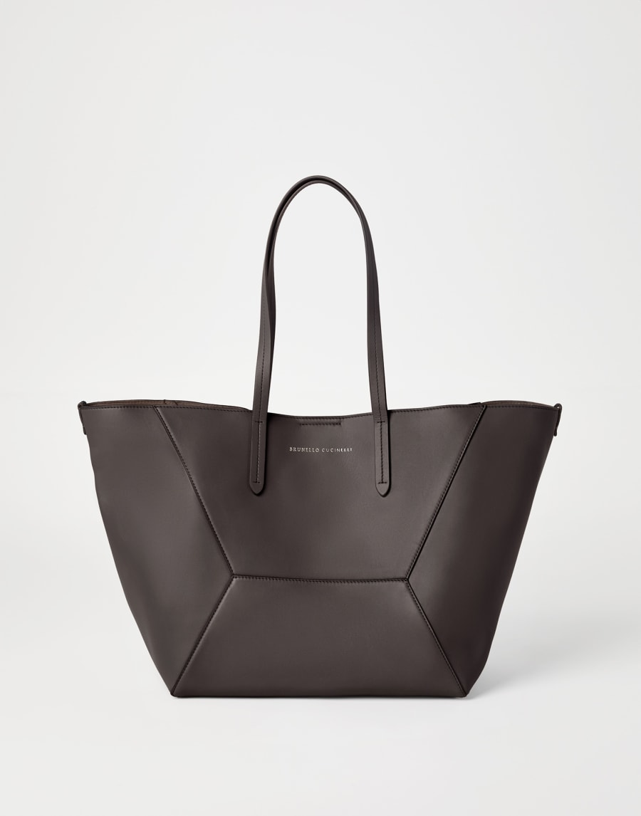 Calfskin BC Duo bag Pine Cone Brown Woman - Brunello Cucinelli