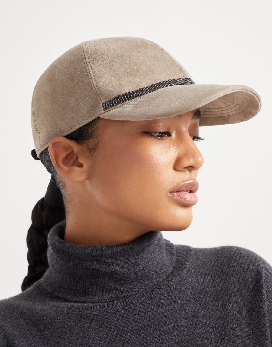 Suede baseball cap Light Grey Woman - Brunello Cucinelli