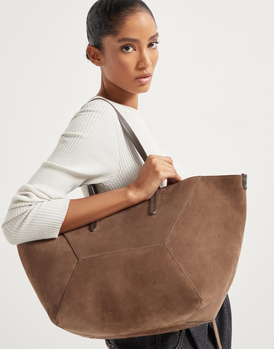 Suede BC Duo bag Bark Woman - Brunello Cucinelli