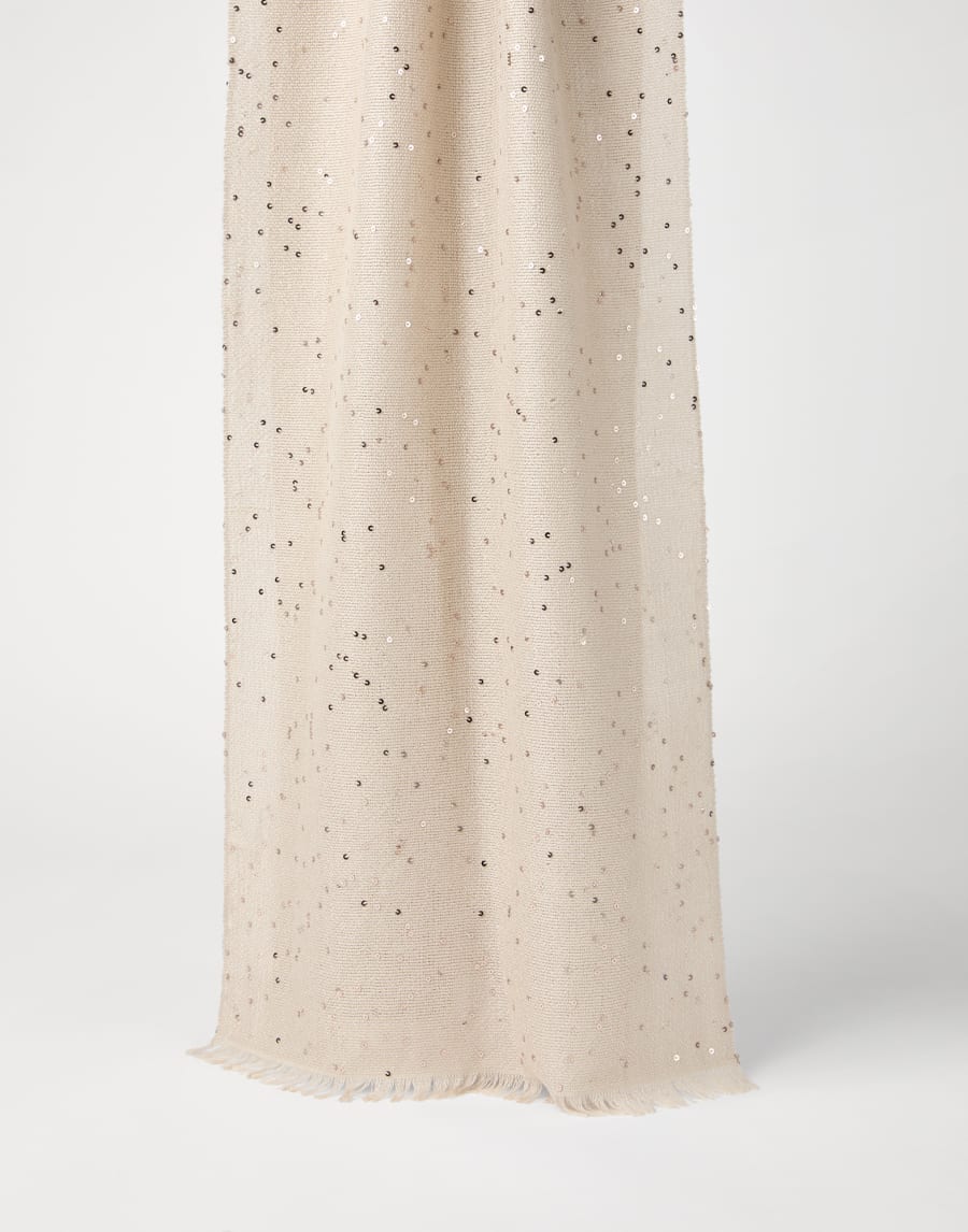 Cashmere and silk Diamond yarn scarf Beige Woman - Brunello Cucinelli