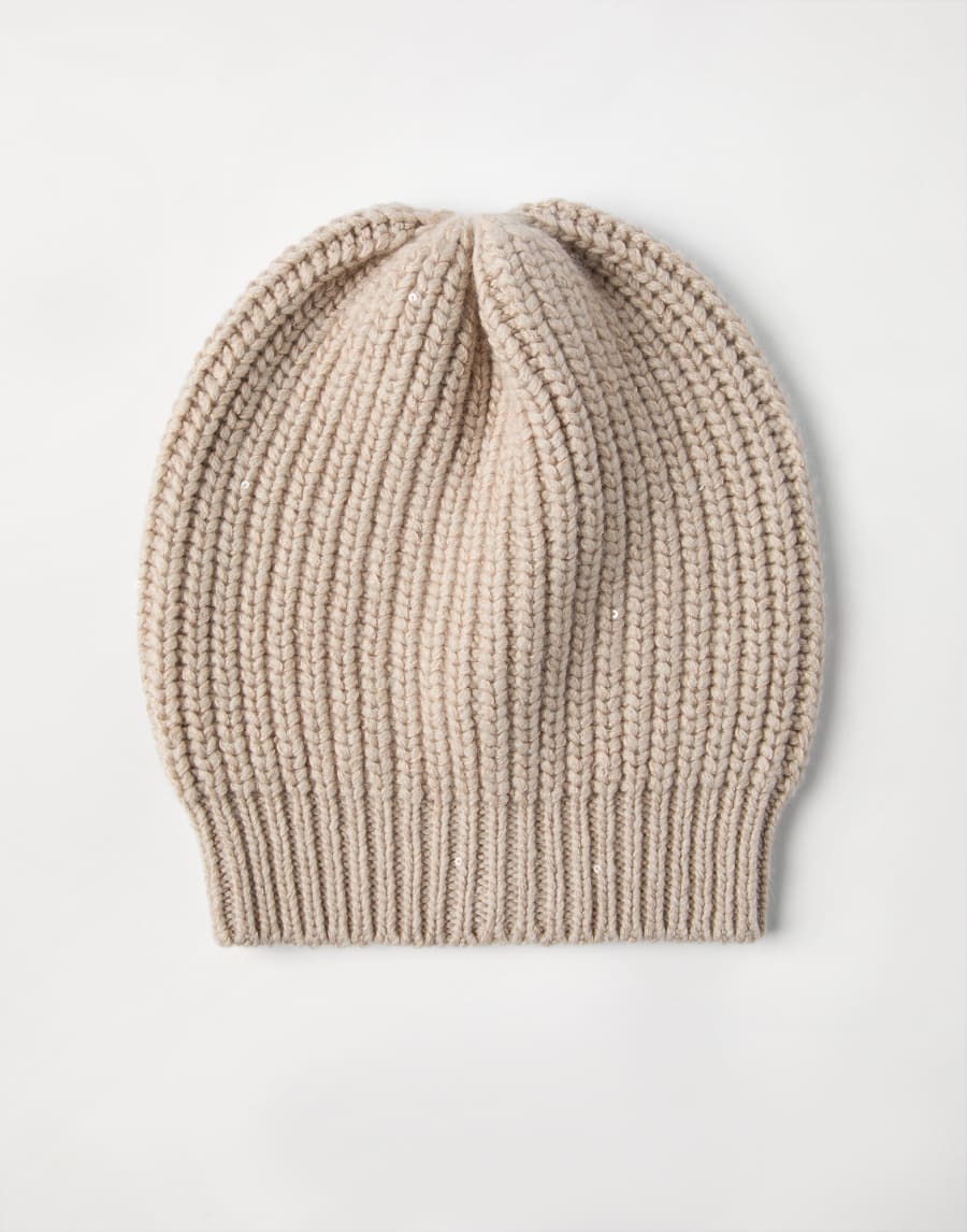 Cashmere and silk beanie Beige Woman - Brunello Cucinelli
