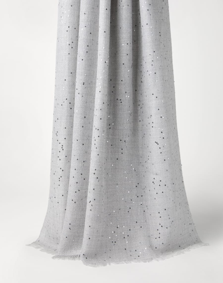 Cashmere and silk Diamond yarn scarf Pebble Woman - Brunello Cucinelli