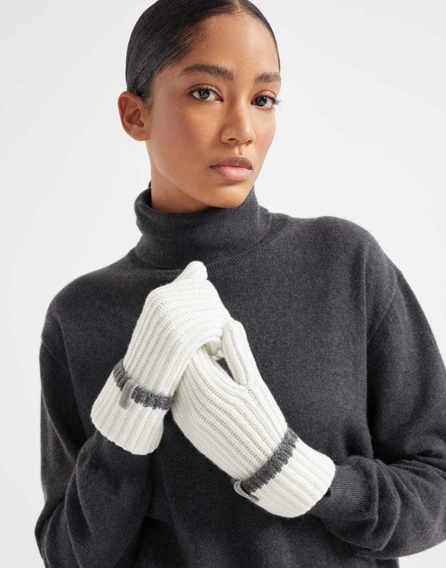Knit mittens with monili Panama Woman - Brunello Cucinelli