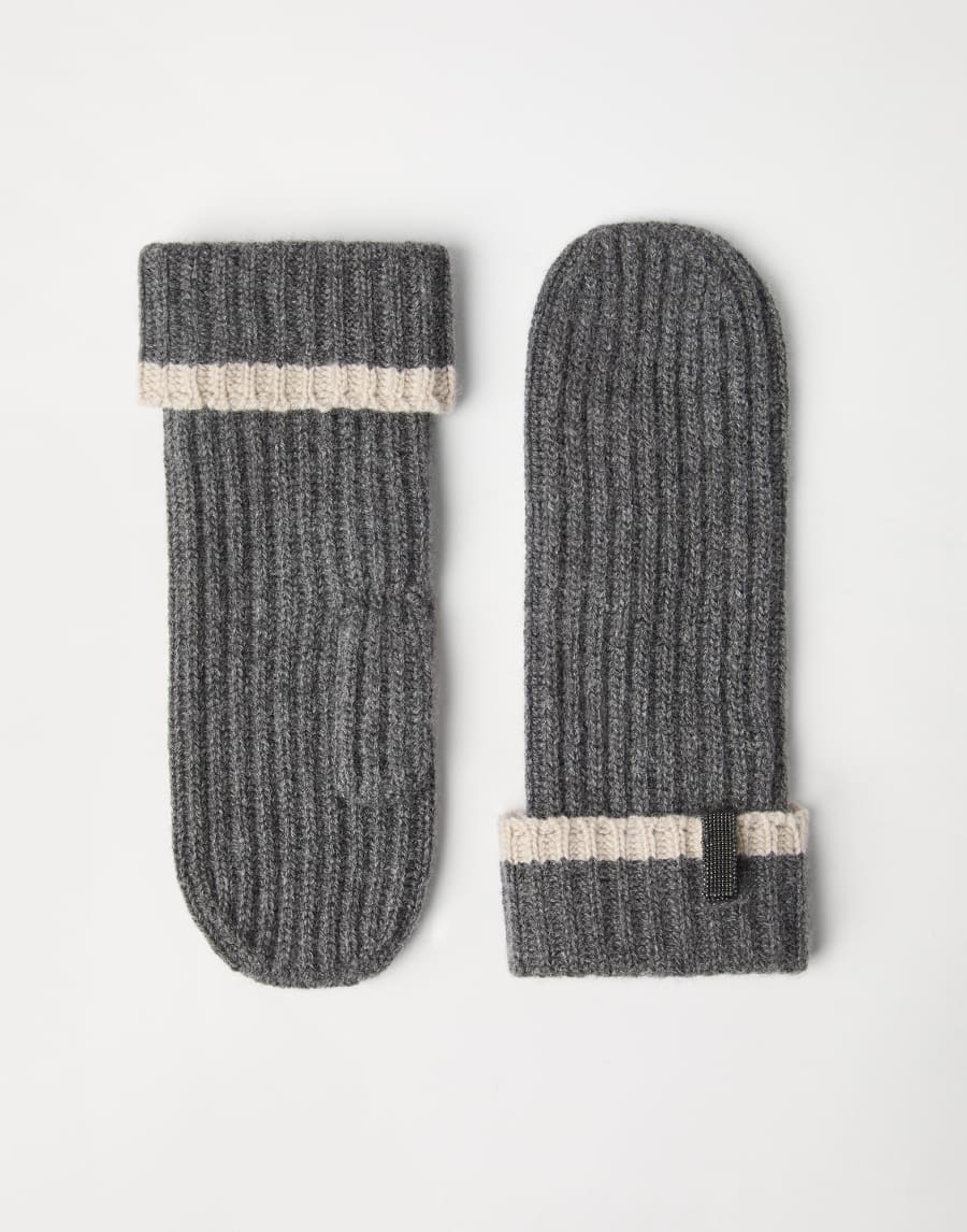 Knit mittens with monili Lead Woman - Brunello Cucinelli