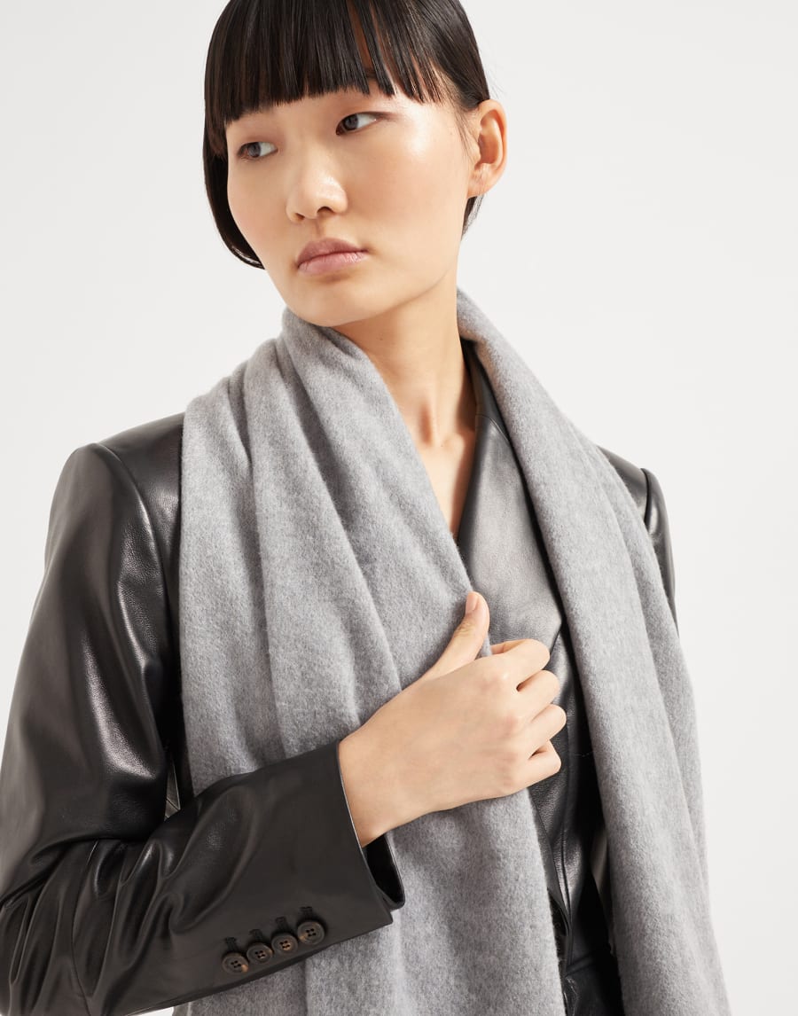 Double knit scarf Light Grey Woman - Brunello Cucinelli