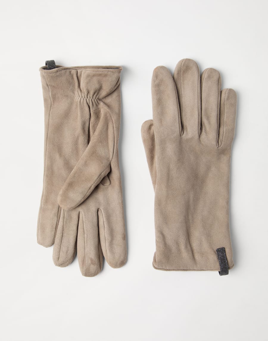 Suede gloves Light Grey Woman - Brunello Cucinelli