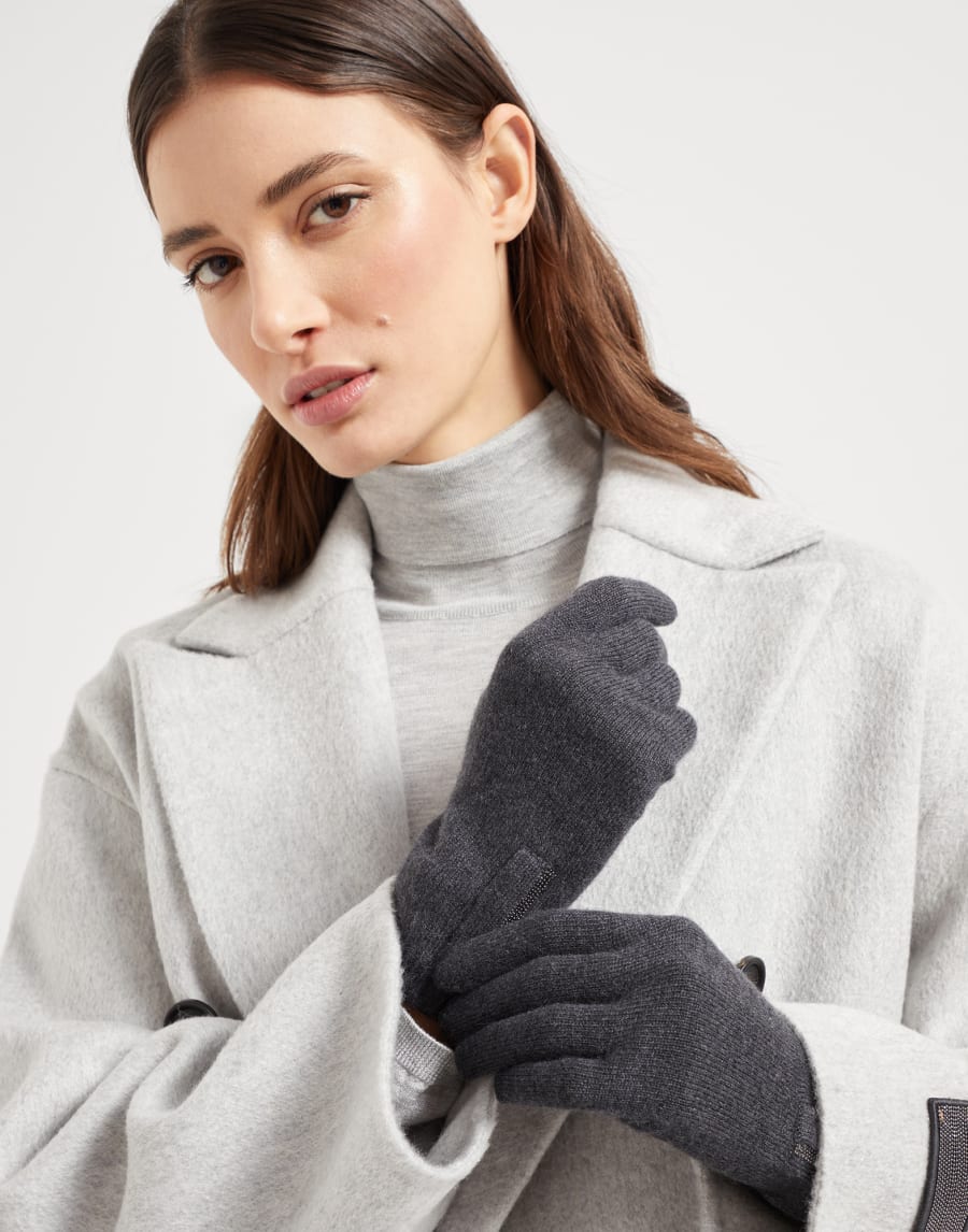 Knit gloves Lignite Grey Woman - Brunello Cucinelli