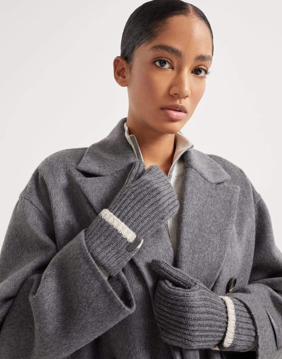 Knit mittens with monili Lead Woman - Brunello Cucinelli