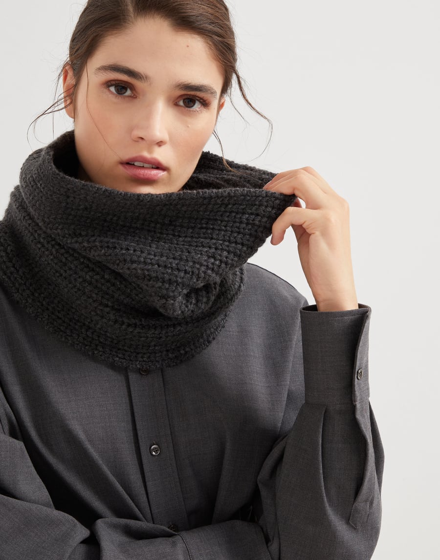 Dazzling neck warmer Lignite Grey Woman - Brunello Cucinelli