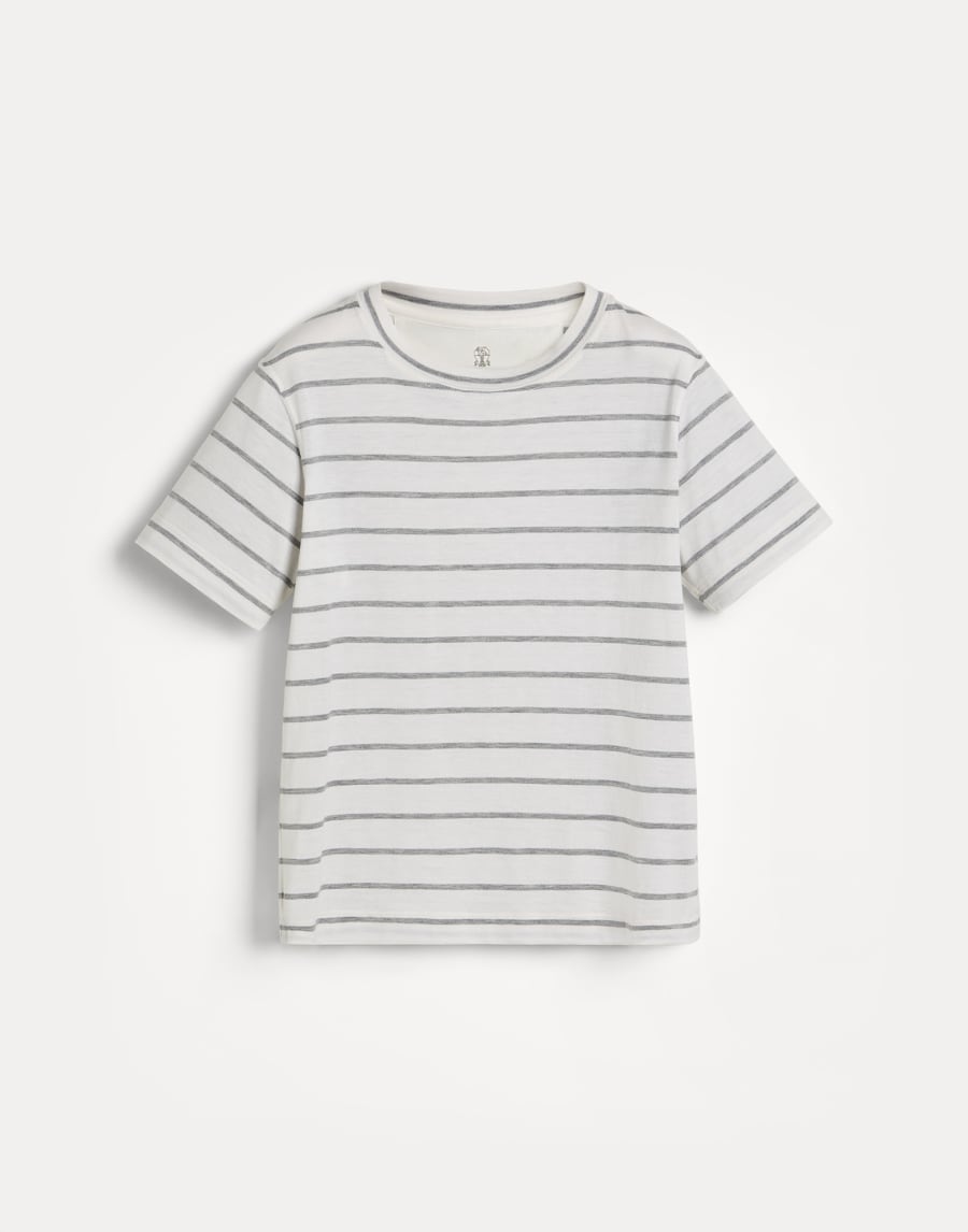 ジャージー ストライプ Tシャツ グレー ボーイズ - Brunello Cucinelli